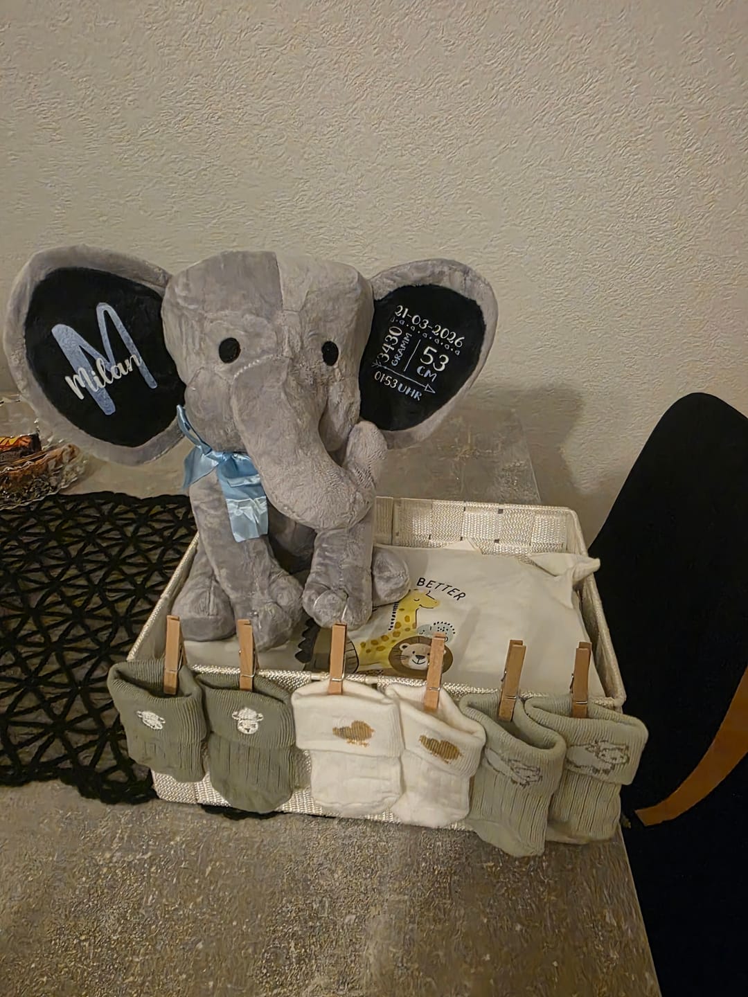 Customer photo review of Zur Geburt - Baby-Stofftier