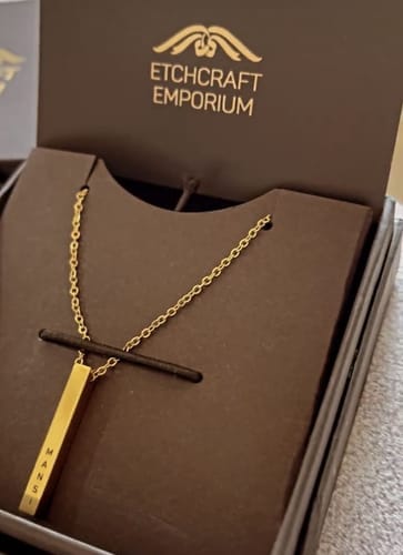Customer photo review of Personalised Cuboid Pendant