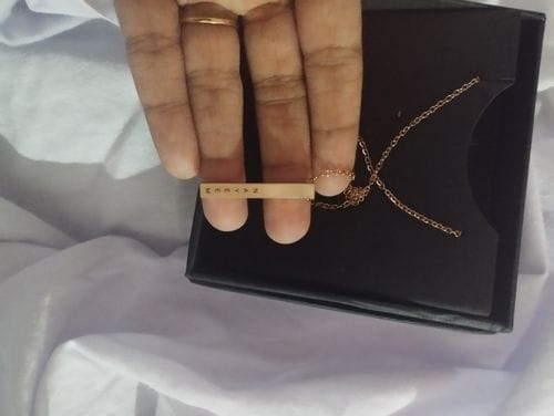 Customer photo review of Personalised Cuboid Pendant