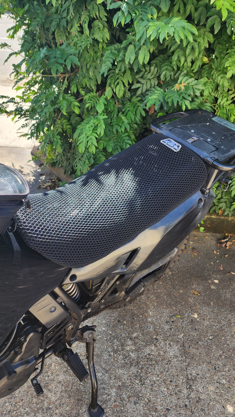 Wind Rider mesh seat cover on a Kawasaki KLR 650