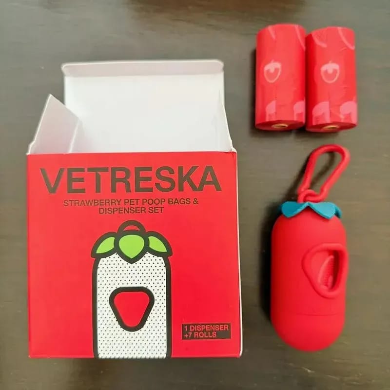 Customer photo review of Strawberry Poop Bag & Dispenser