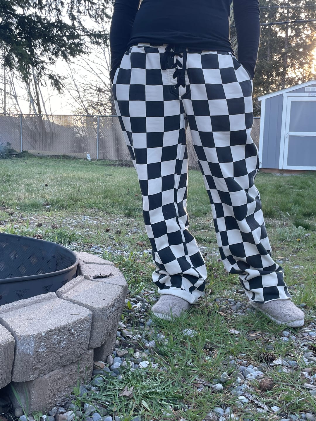Customer photo review of Bad Behavior Sweatpant - Checker