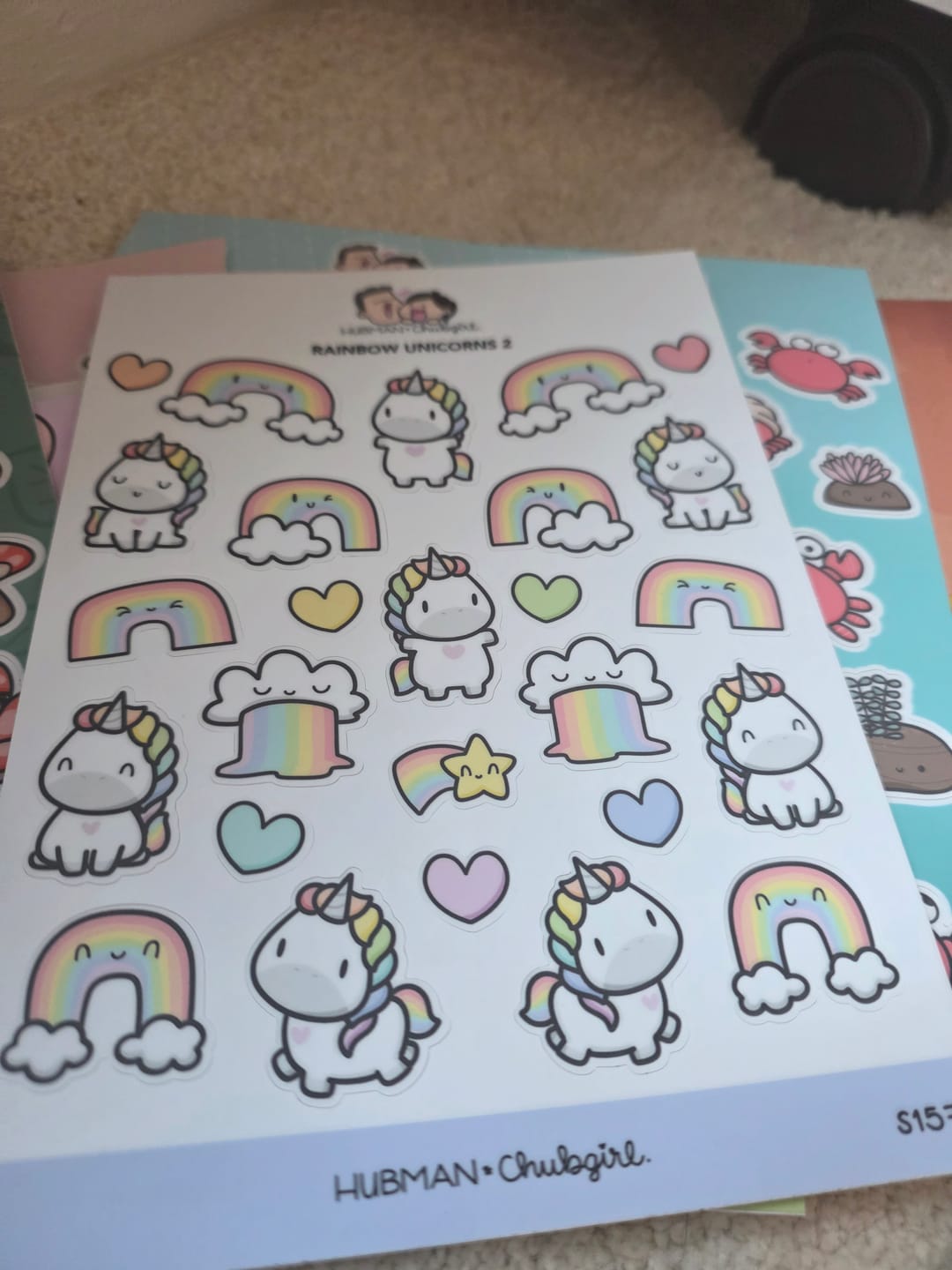 Customer photo review of Rainbow Unicorns 2 Sticker Sheet