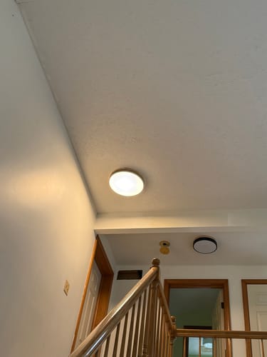 Customer photo review of Farmhouse Dimmable Wooden Round Flush Mount Ceiling Light