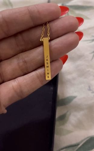 Customer photo review of Personalised Cuboid Pendant