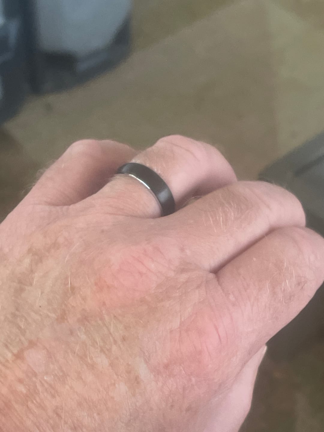 Customer photo review of Classic Brushed Black Band with Silver Interior - 6mm