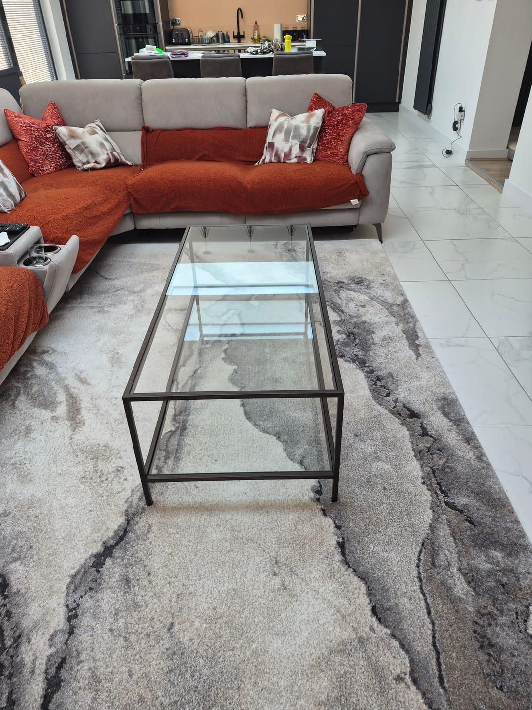 Customer photo review of Madison Glass Metal Coffee Table - Dark Bronze