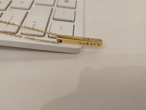 Customer photo review of Personalised Cuboid Pendant