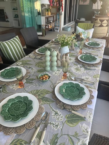 Customer photo review of Georgie's Floral Grey and Moss Table Cloth