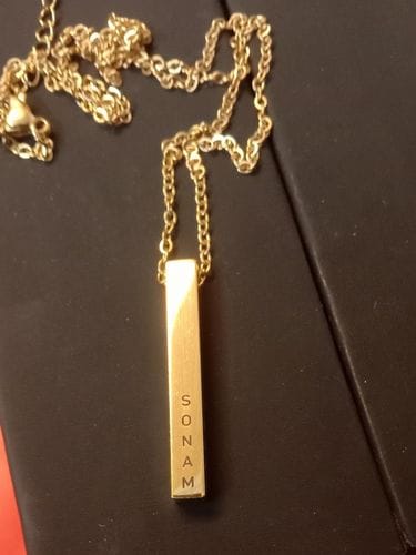 Customer photo review of Personalised Cuboid Pendant