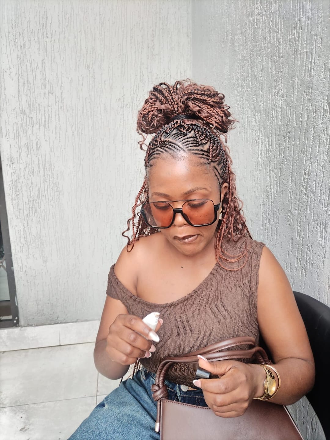 Customer photo review of Gold Era Square Drop Earrings