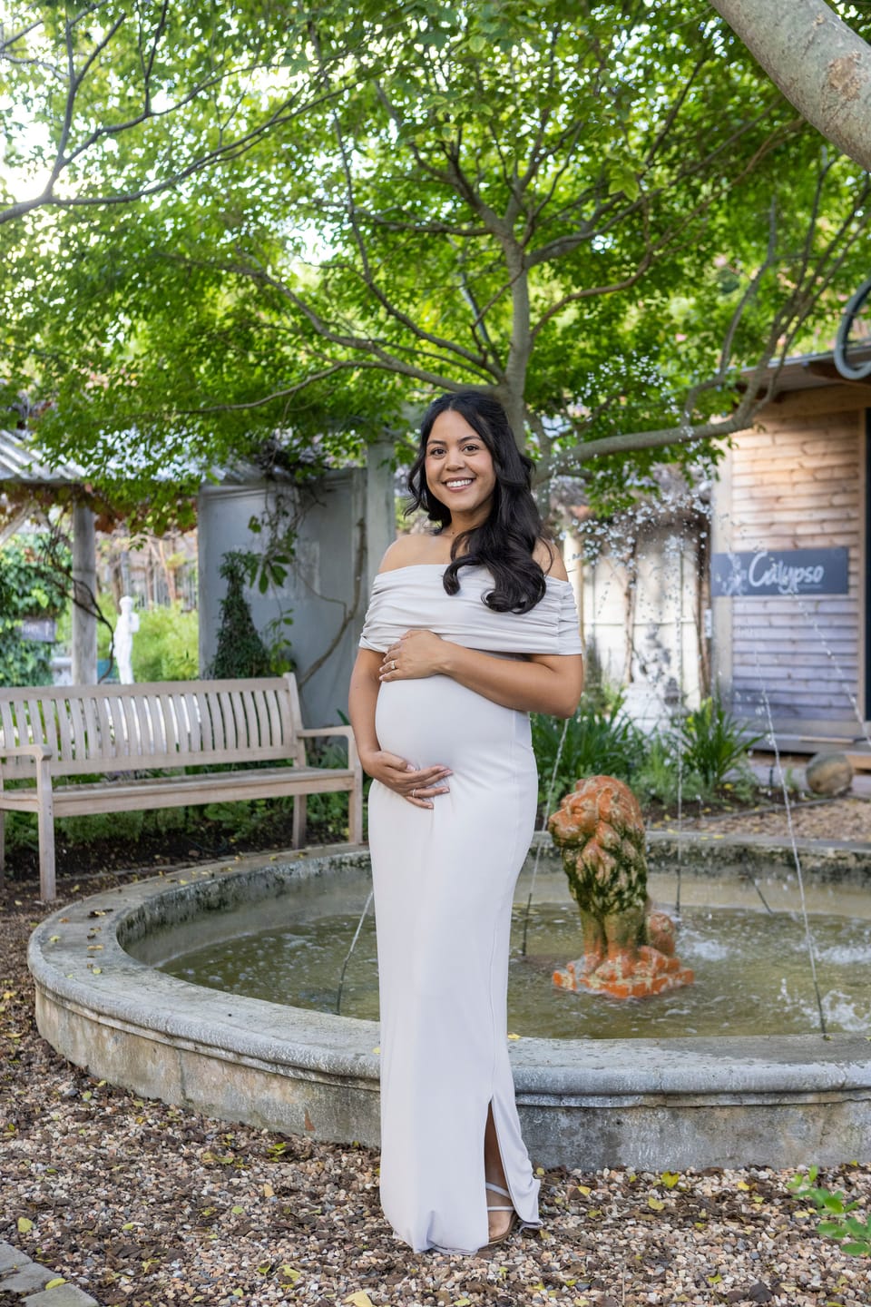 Customer photo review of Cream Off-shoulder Cocktail Dress