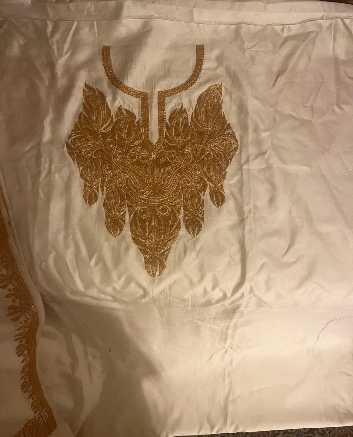 Customer photo review of Pure Silk Kashmiri Suit Three-Piece With Tilla Embroidery