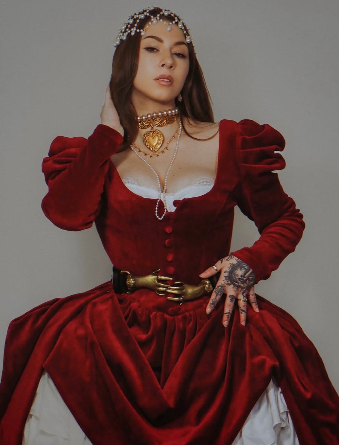 Customer photo review of Haunted Beauty Victorian Dress in Crimson