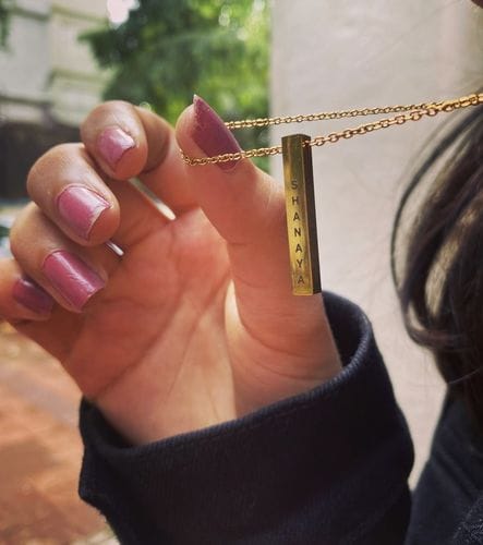 Customer photo review of Personalised Cuboid Pendant