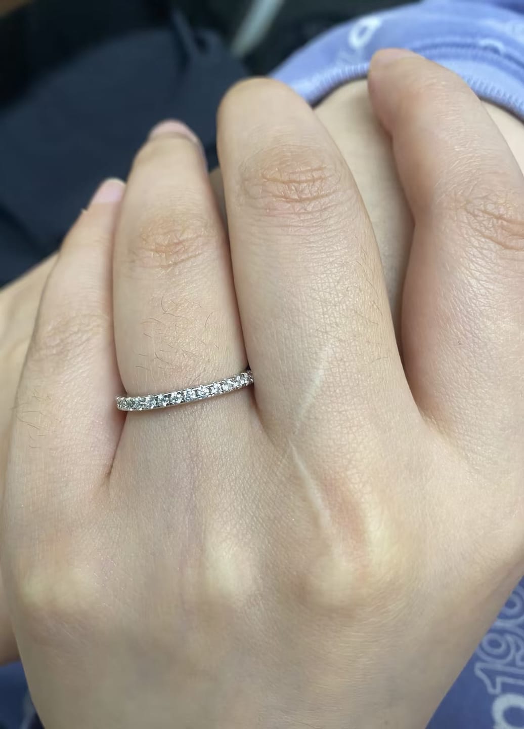 Customer photo review of S925 Louily Half Eternity Thin Women's Wedding Band In Sterling Silver Stackable Ring For Women
