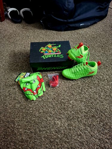 Customer photo review of Ninja Turtles: Raphael Football Cleats – Quantum Speed 2.0 by Phenom Elite