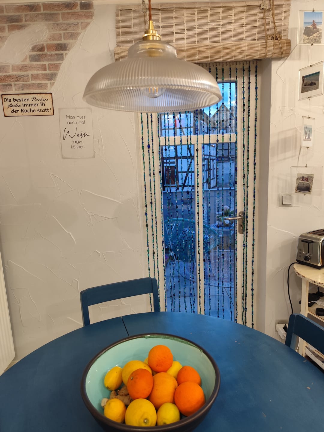 Customer photo review of Vintage 1-Light Striped Glass Dome-Shaped Pendant Light