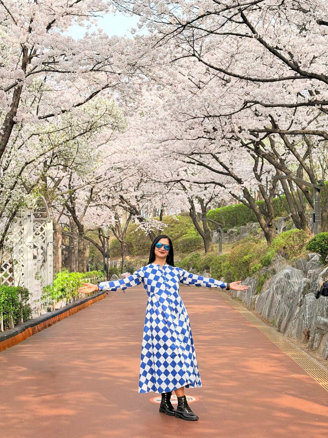 Customer photo review of Azure Prism Cotton Flared Panel Midi Dress