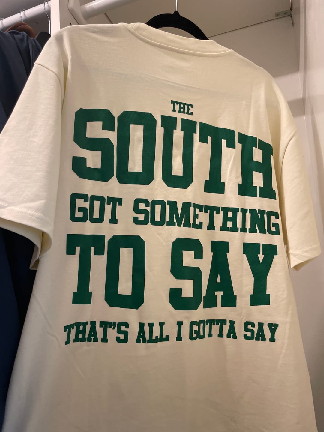 Customer photo review of 404 Pocket Tee - Cream/Green V2