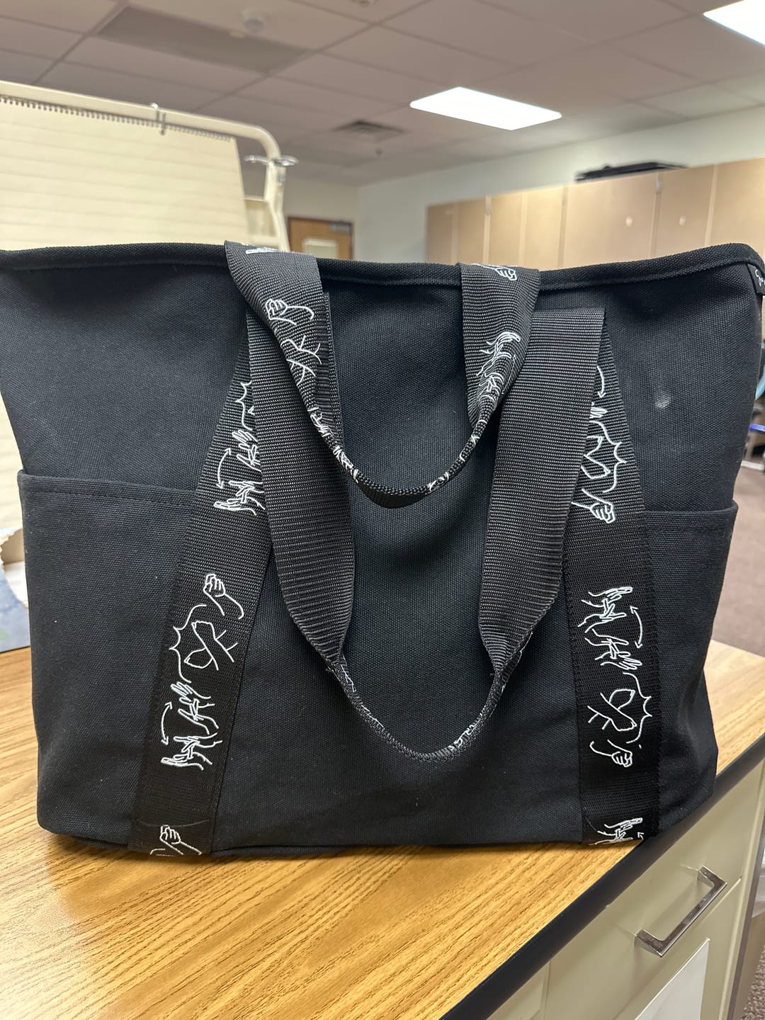 Customer photo review of JESUS LOVES YOU ASL TOTE BAG