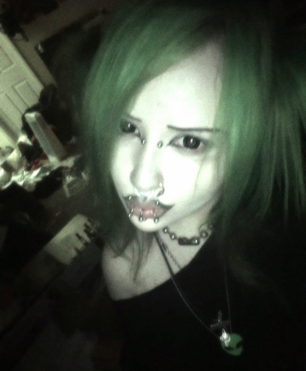 Customer photo review of Halloween black block Prescription Colored Contact Lenses