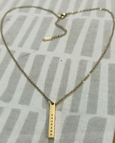 Customer photo review of Personalised Cuboid Pendant