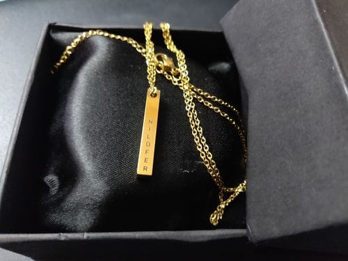 Customer photo review of Personalised Cuboid Pendant