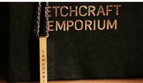 Customer photo review of Personalised Cuboid Pendant