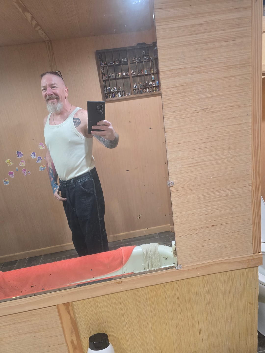 Customer photo review of Slub Pearl Yarn Indigo Denim Carpenter Pants
