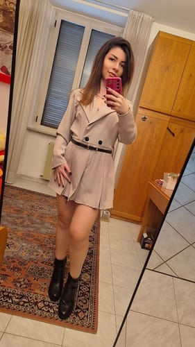 Customer photo review of Tutina abito Gessata con cintura - beige