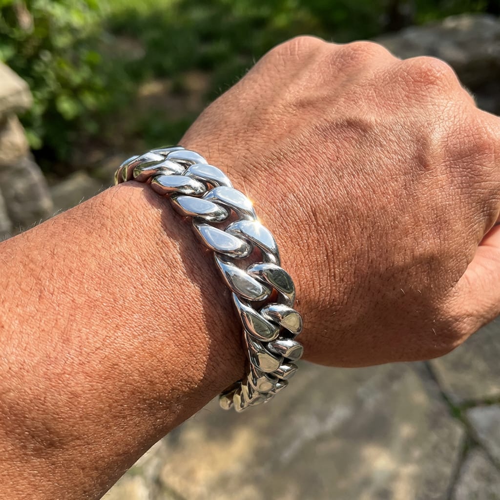 Customer photo review of צמיד כסף לגבר - Cuban Chain
