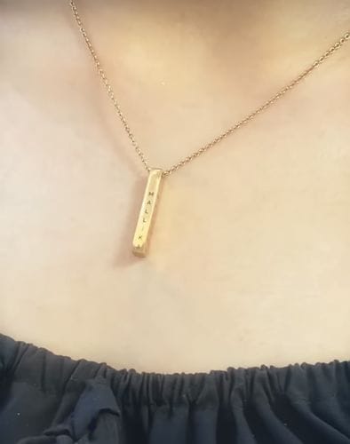 Customer photo review of Personalised Cuboid Pendant