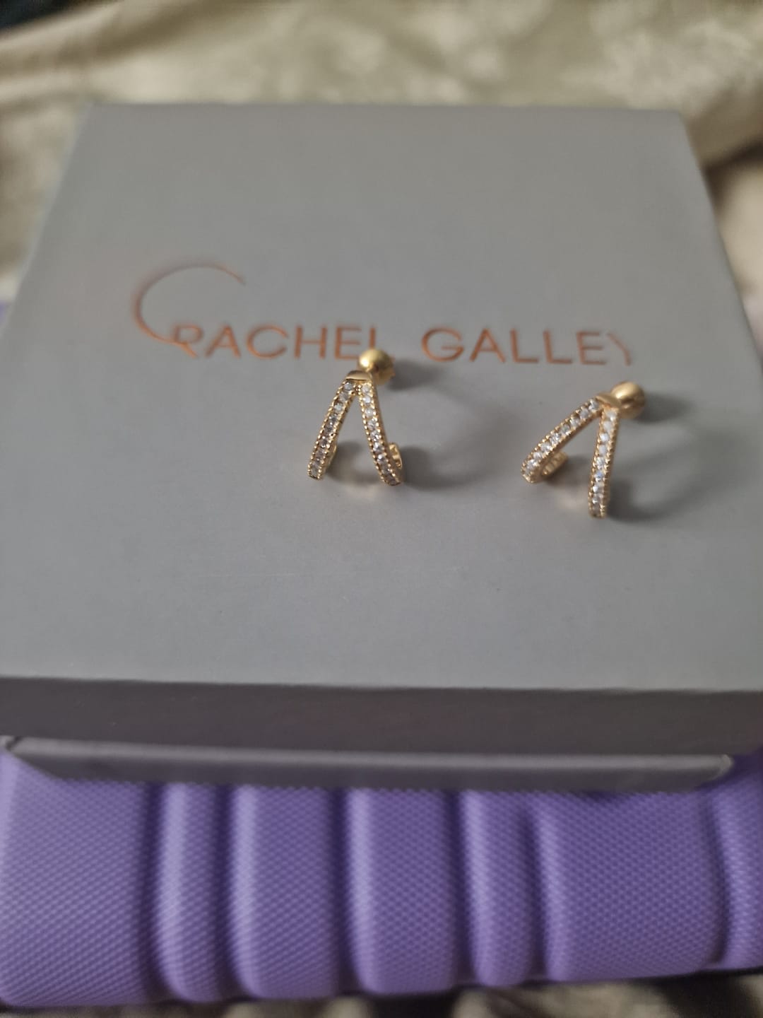 Customer photo review of Victoria Moissanite Sleep Stud Earrings