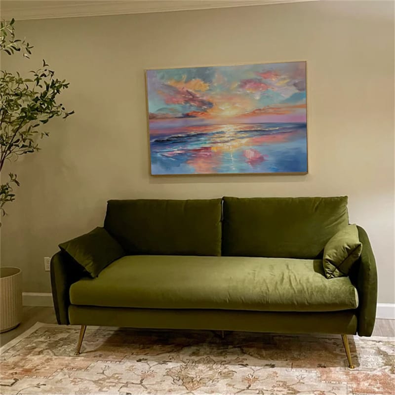 Customer photo review of Colorful Ocean And Sky Textured Painting Canvas #OS006