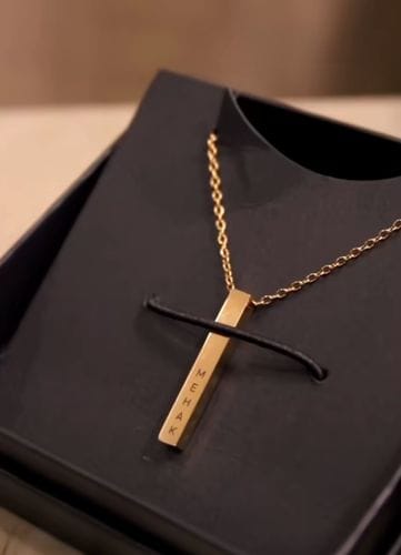 Customer photo review of Personalised Cuboid Pendant