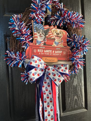 Customer photo review of Sweet Liberty Wreath Ribbon