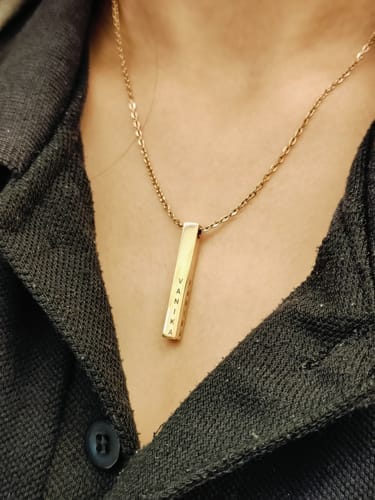 Customer photo review of Personalised Cuboid Pendant