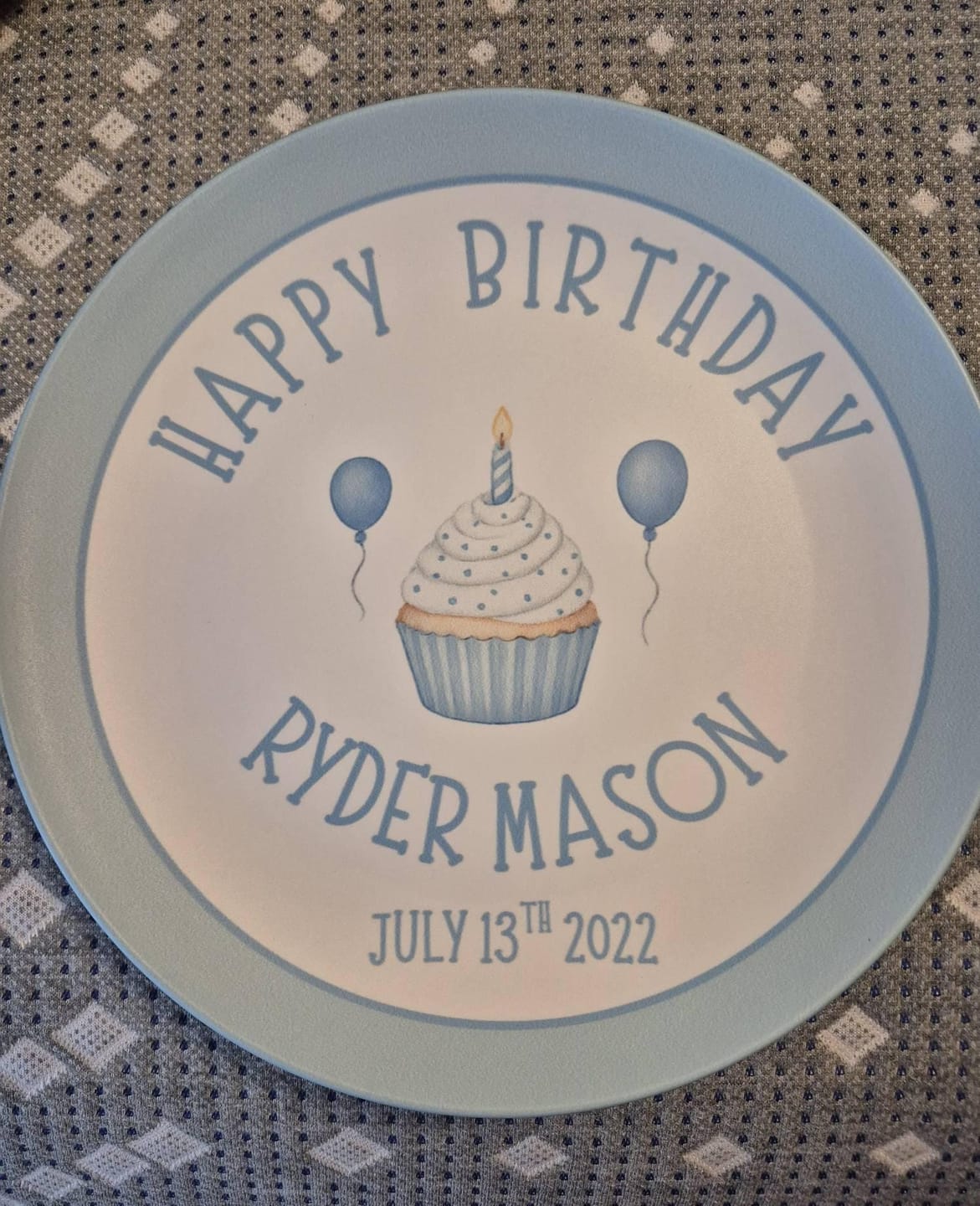 Customer photo review of Blue Border Birthday Plate