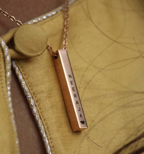Customer photo review of Personalised Cuboid Pendant