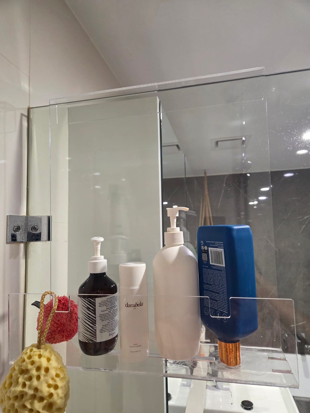 Customer photo review of Clear Acrylic Shower Shelf