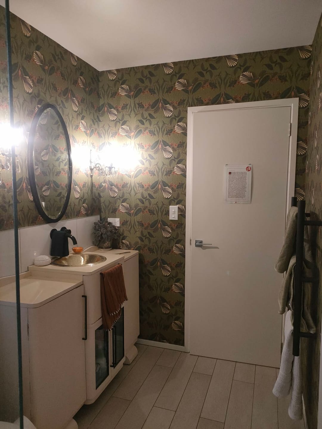 Customer photo review of Retro Fantail NZ Inspired Wallpaper - Green
