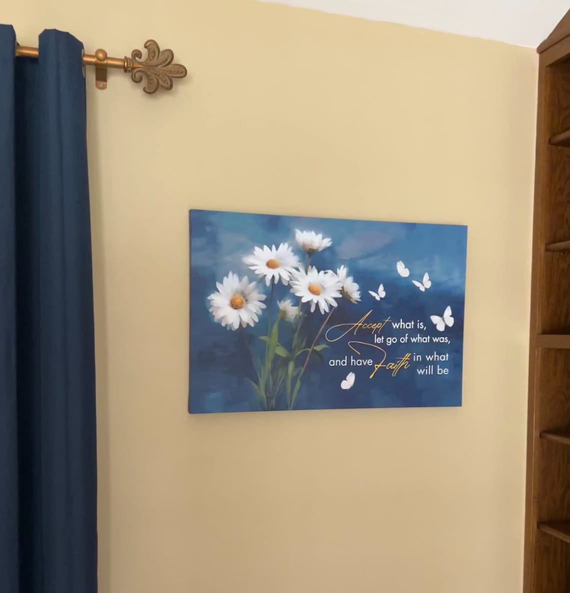 Customer photo review of Accept What is Let Go of What Was, Daisies and Butterflies, Christian Wall Art Canvas