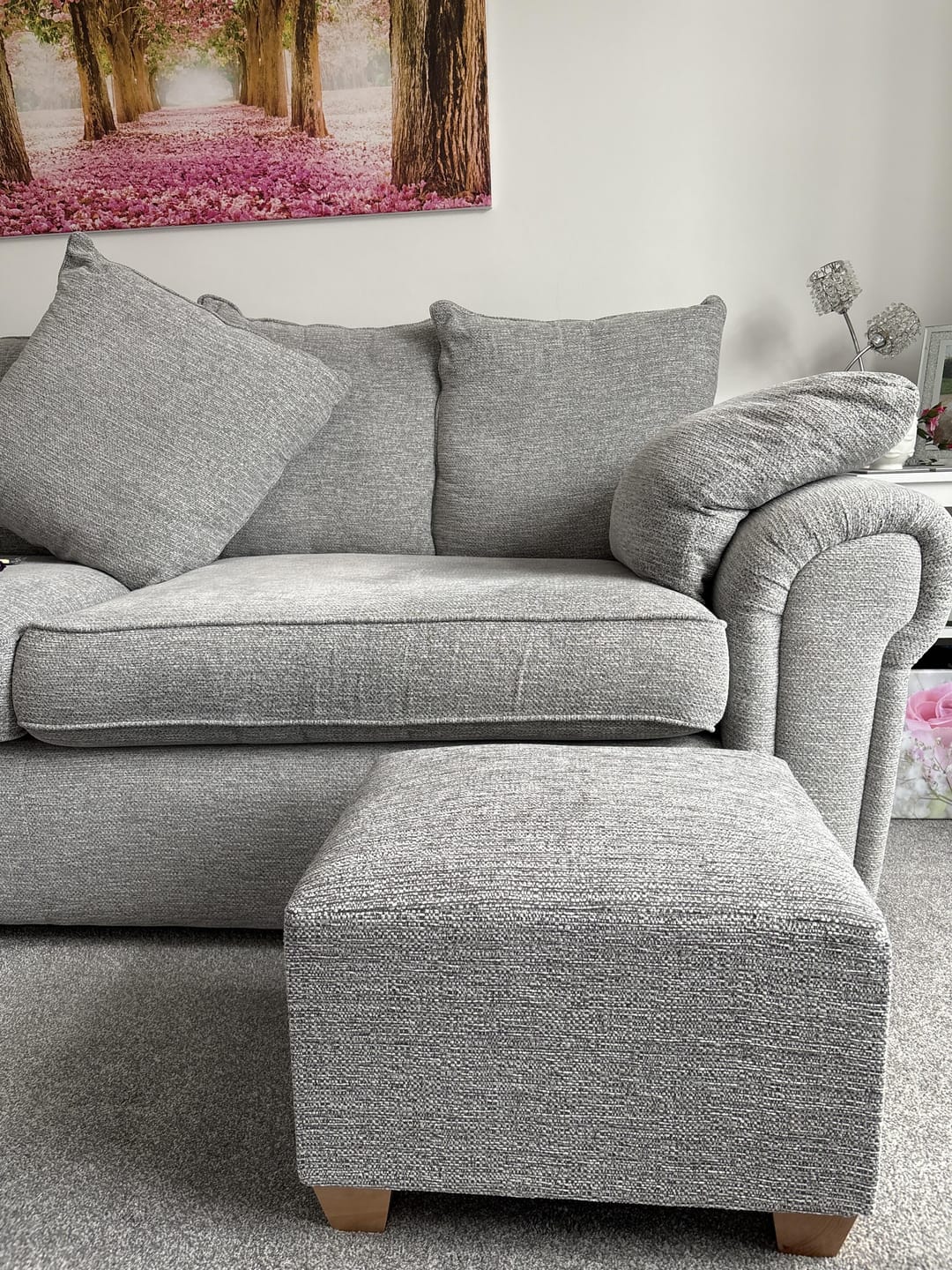 Customer photo review of Full Classic Footstool in Fleck Chenille