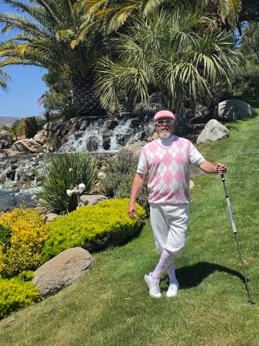 Customer photo review of Men's Argyle Wool Sweater Vest - Mens Pink/White