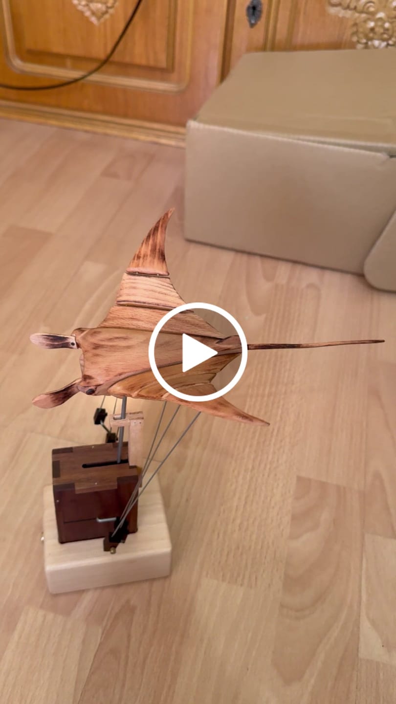 Customer video review of MarinerPoet™ Handcrafted Wooden Manta Ray Automaton