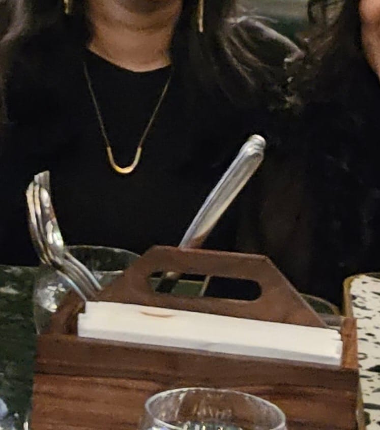 Customer photo review of Golden Boomerang Necklace