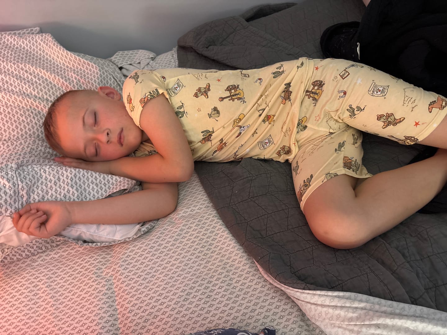 Customer photo review of Cowboy Bamboo Kids Pajama Short Set