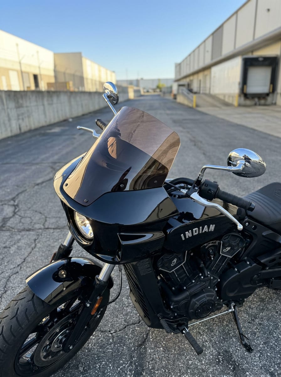 Customer photo review of Viking Darkin Motorcycle Fairing for Indian Scout Bobber Sixty Gloss Black