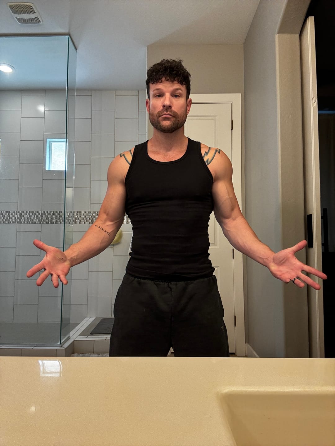 Customer photo review of Premium Ultra-Soft Cotton Distressed Fitted Tank 2 Pack